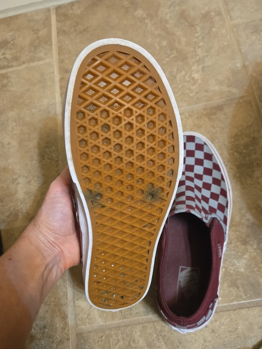 Burgundy/Maroon & Gray VANS